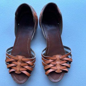 Mossimo, brown leather woven sandals, size 6